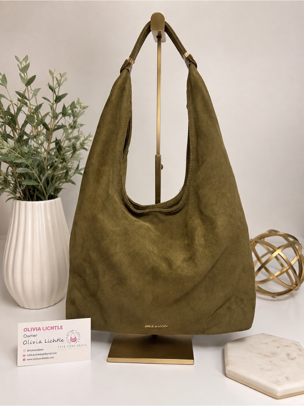 Steve Madden Olive Green Suede Hobo Shoulder Bag